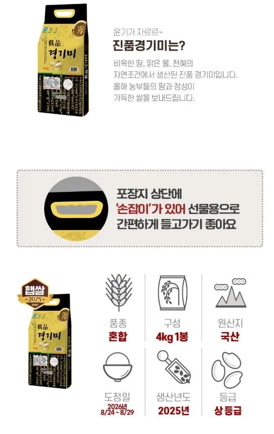 쌀값이 저렴해지고 있나요? 진품 경기미, 2025년산, 상등급, 4kg