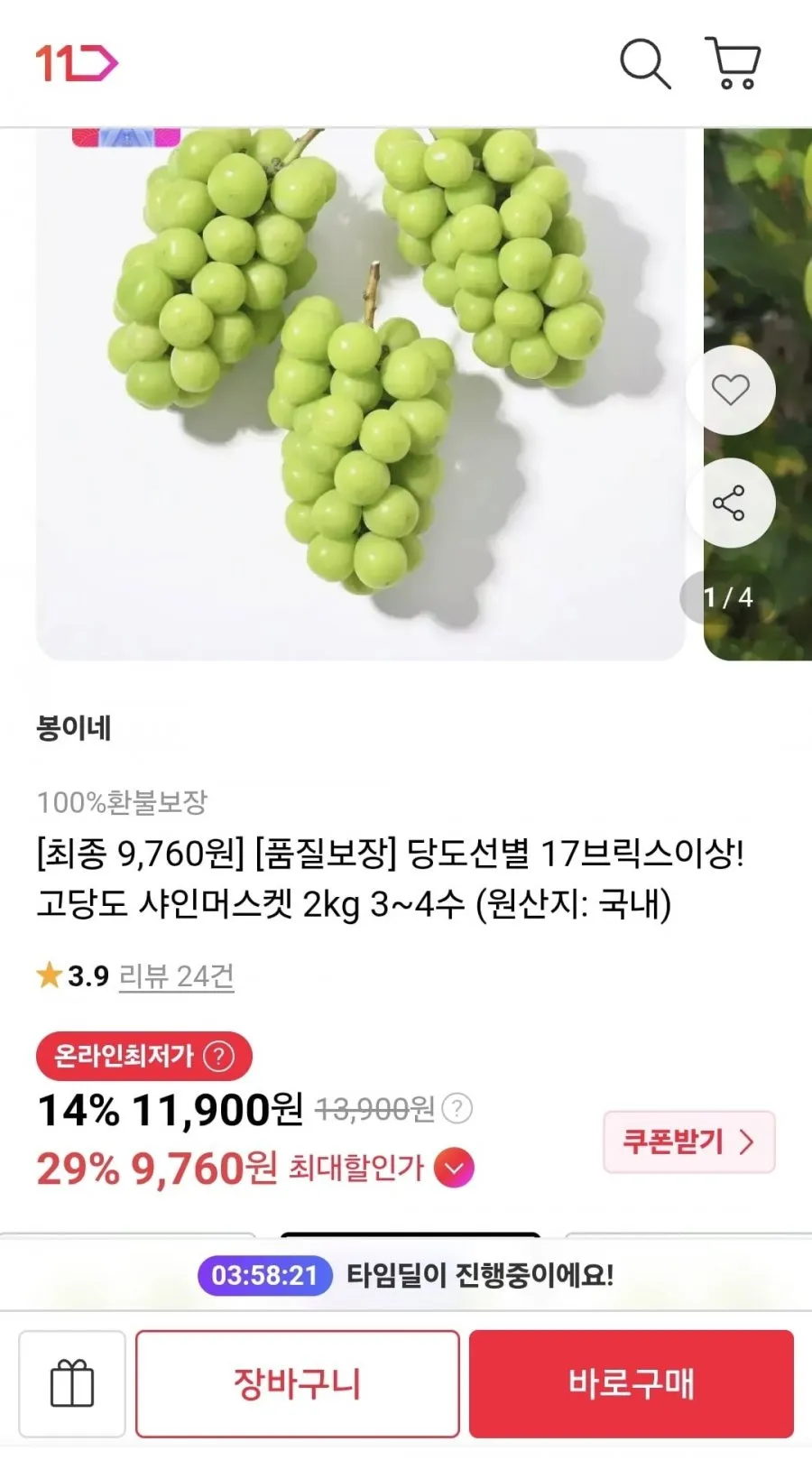[2주한정] 고당도 산지직송 샤인머스켓