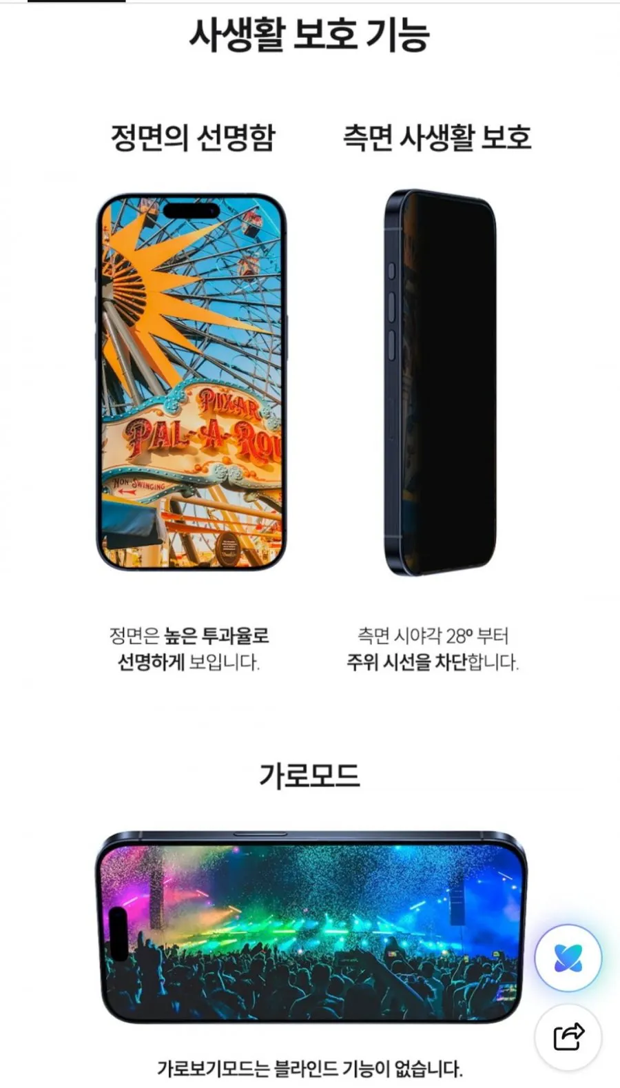 아이폰 사생활보호 강화유리 액정필름 2매입+부착틀