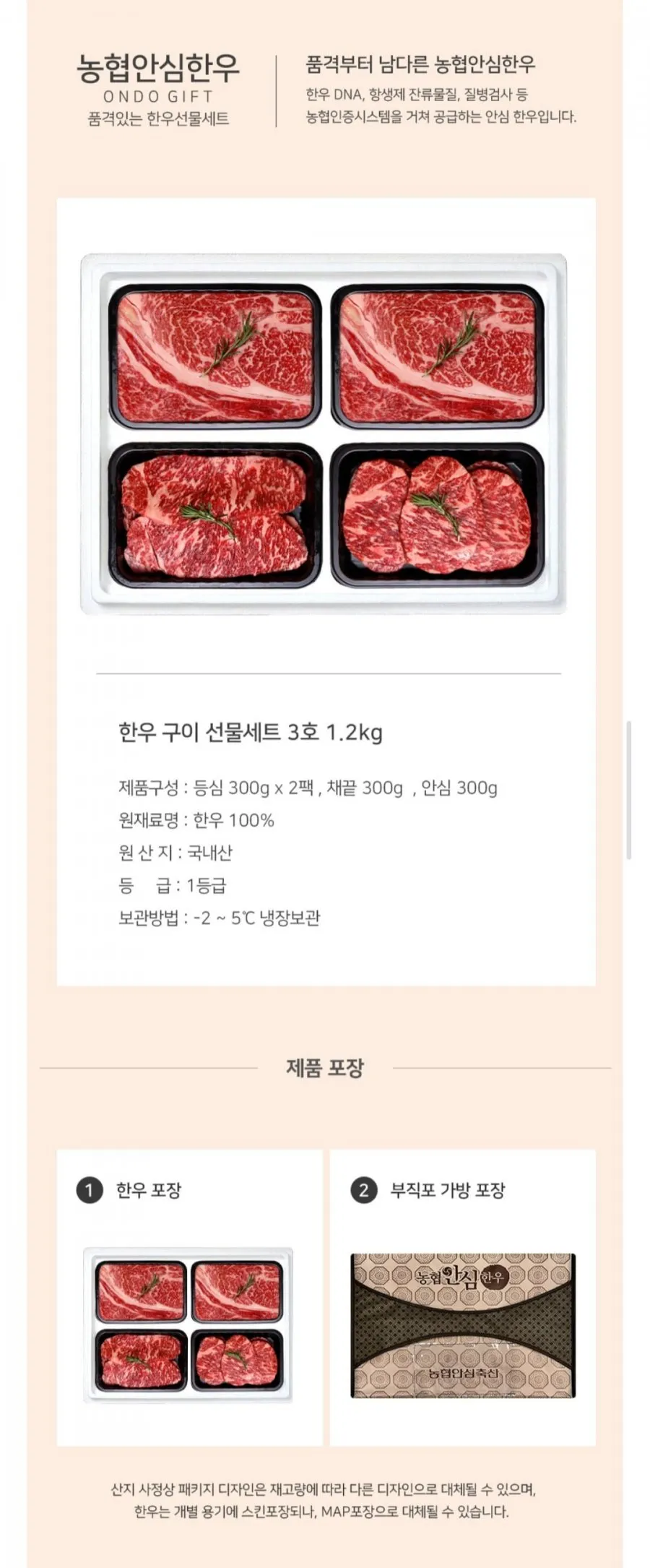 농협안심한우 한우선물세트 구이3호 1등급 1.2kg