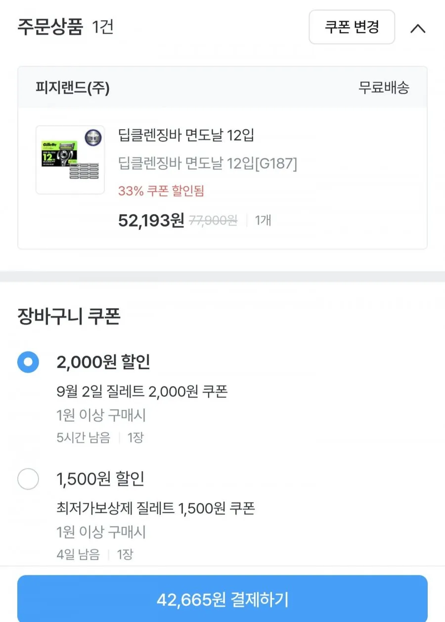 질레트 랩스 면도날 12입