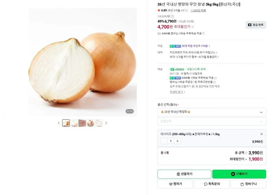 탐나유 국내산 양파 햇양파