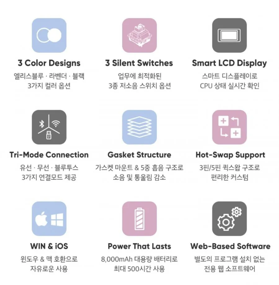 앱코 ACH105 유무선 블루투스 퀵스왑 기계식 키보드