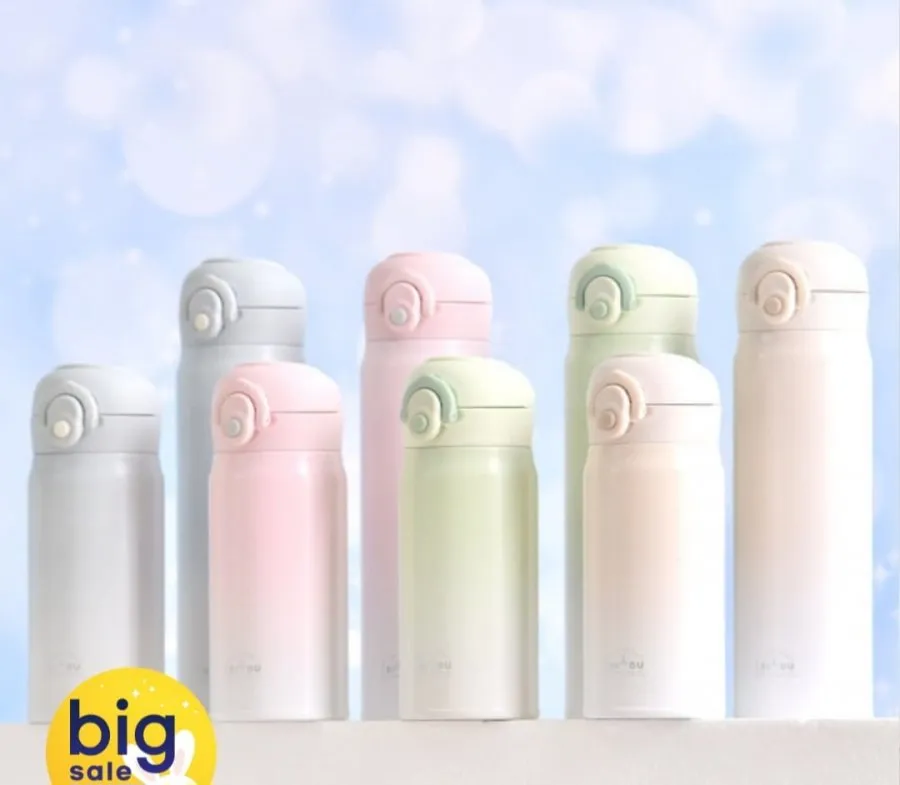 더 로즈의 316 스테인레스 2단 원터치 보온 보냉 휴대용 빨대 텀블러 500ml, 1세트, 500ml, 화이트+화이트