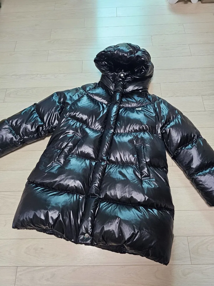 베네통키즈 셔링 후드 롱다운