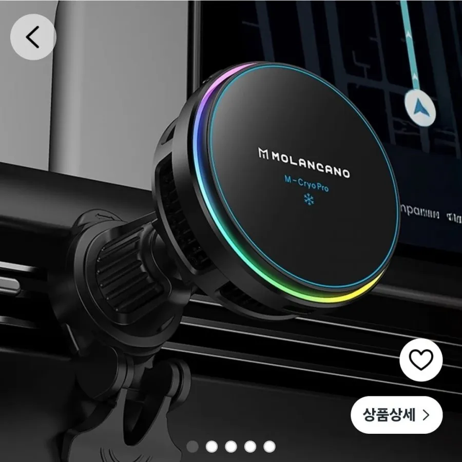 ACMEZING 맥세이프 차량용 거치대 15W 고속 무선 충전 AI 눈망울 9컬러 무드등 쿨링 송풍구형, 블랙, CZ-25