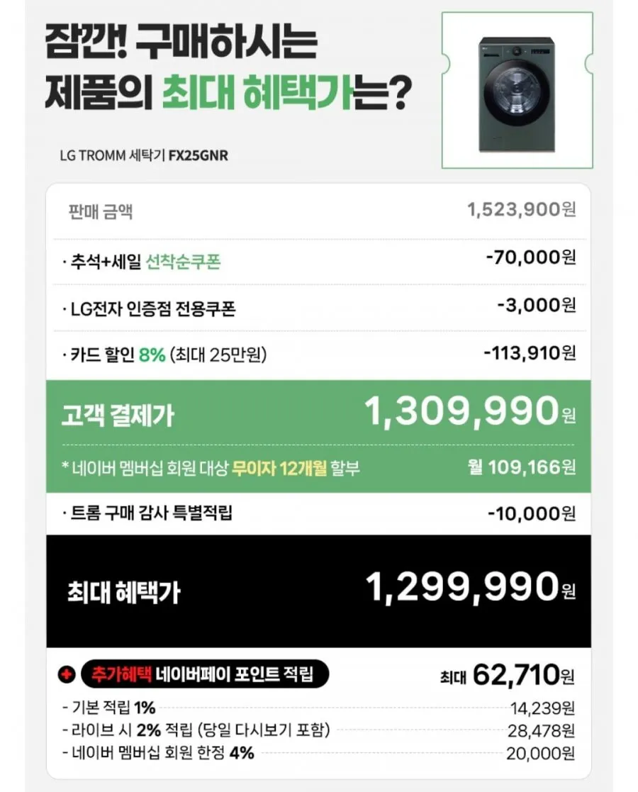 LG 트롬 오브제컬렉션 드럼 세탁기 FX23GNGR 23KG 1등급