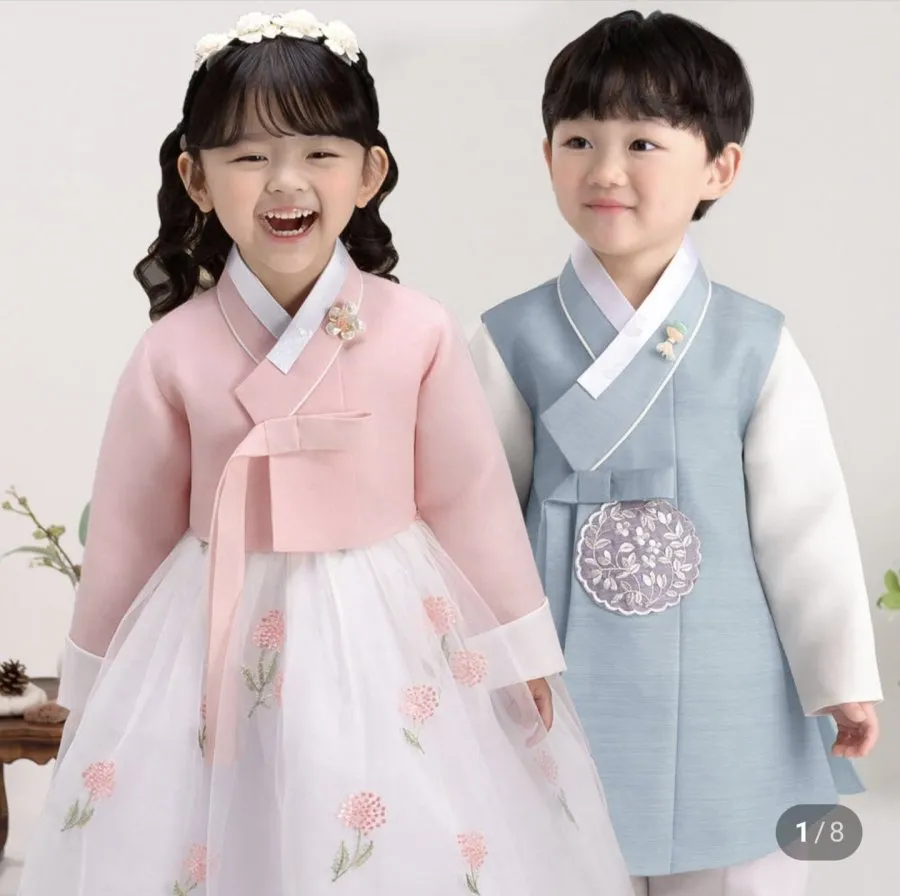 이설한복 50003 하늘이담 한복 저고리 + 쾌자 + 바지 세트