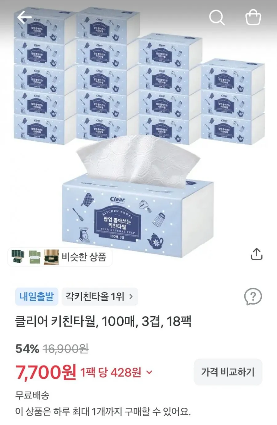 ITC 헬로키티 뽑아쓰는 천연펄프 키친타올 톡톡 100매, 100개입, 6개
