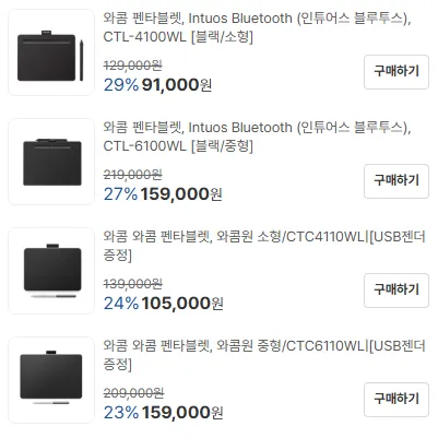 와콤 인튜어스 중형 블루투스 타블렛 CTL-6100WL, CTL-6100WL/K, 블랙