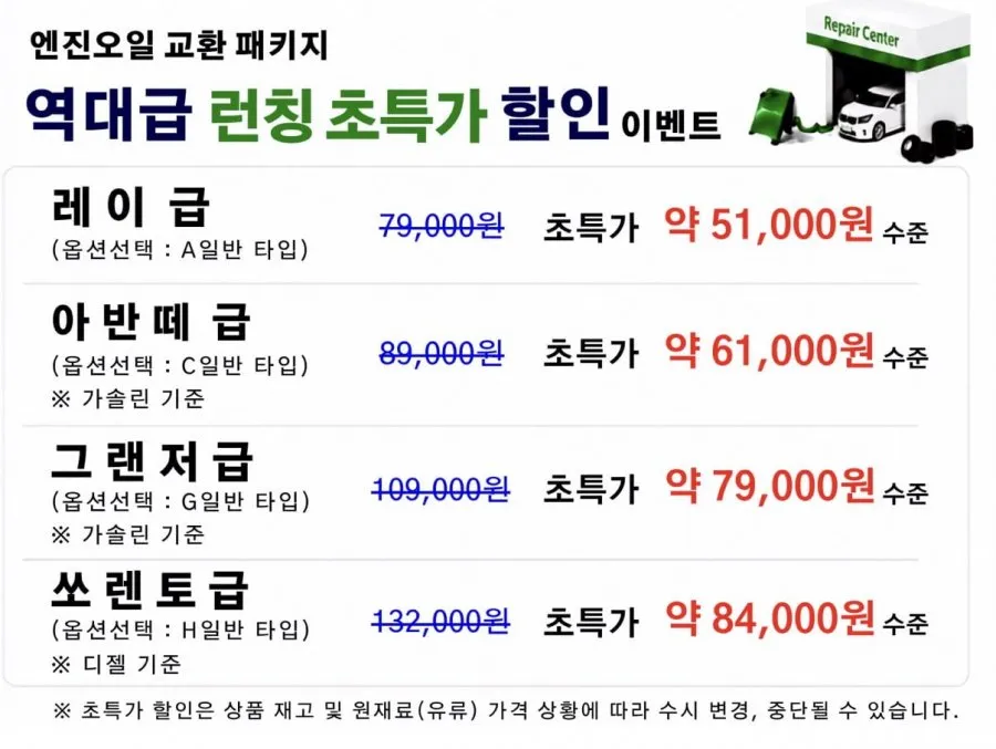 오토오아시스 엔진오일 교환 패키지