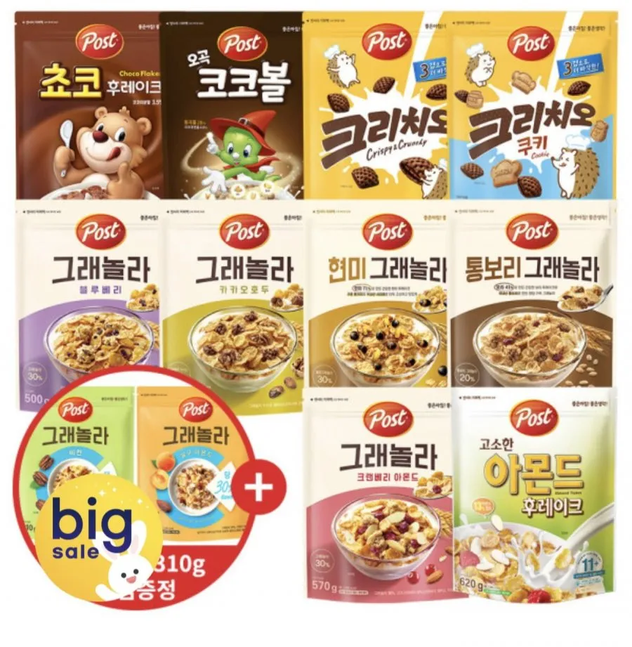 포스트 아몬드 후레이크 컵 시리얼, 35g, 4개
