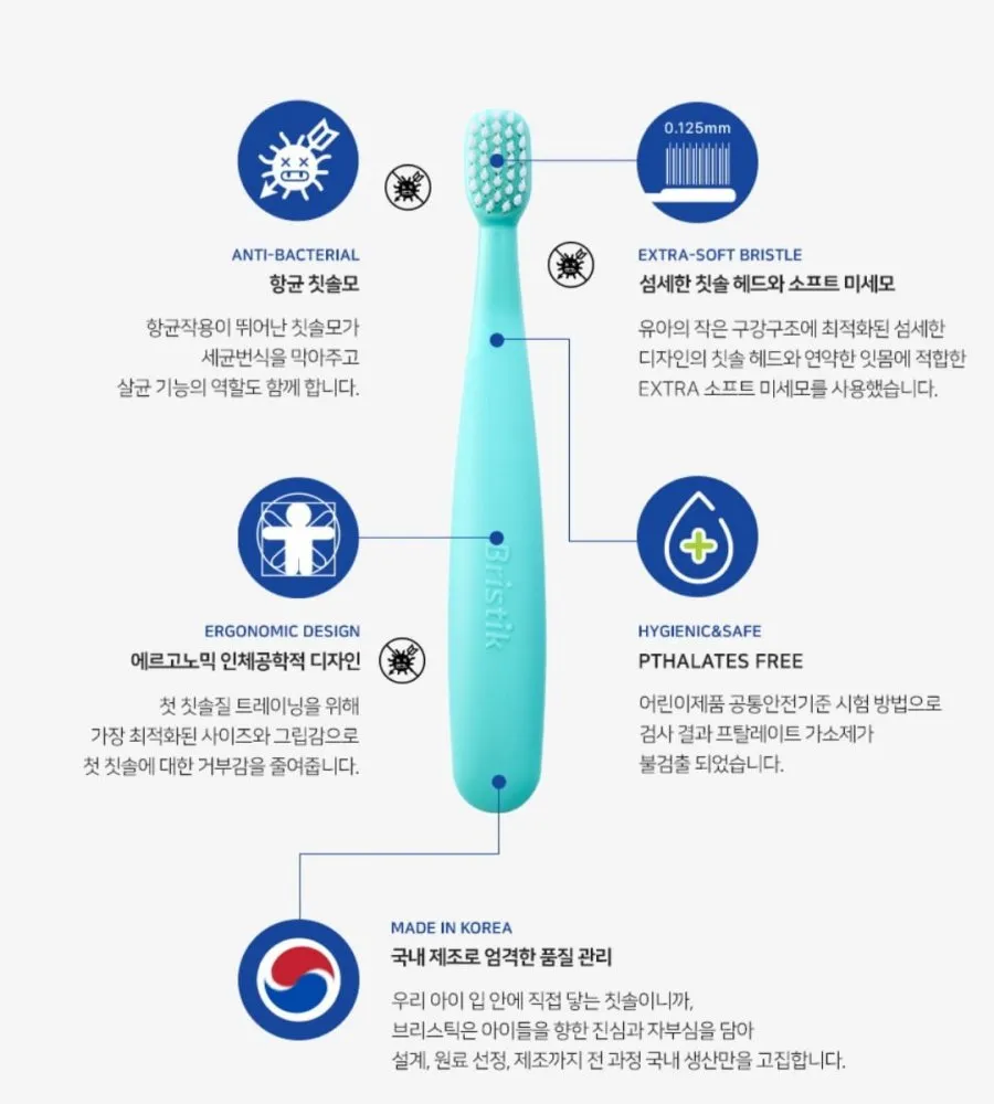 브리스틱 에르고 유아 어린이 칫솔 1/2단계 17개