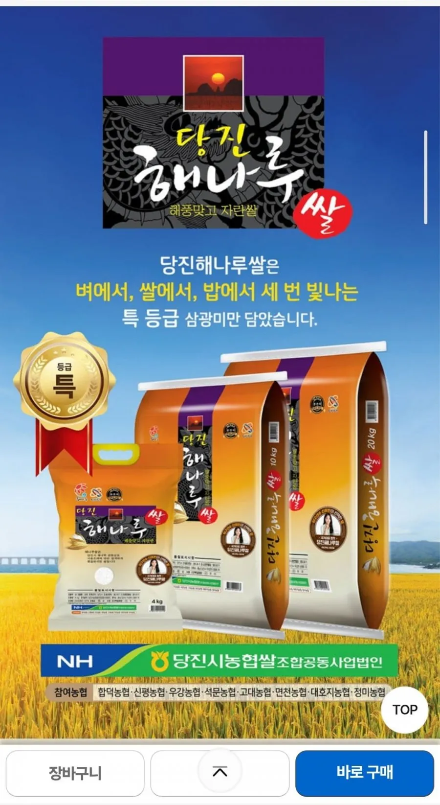 해나루쌀 10kg 특등급 삼광미 25년 햅쌀
