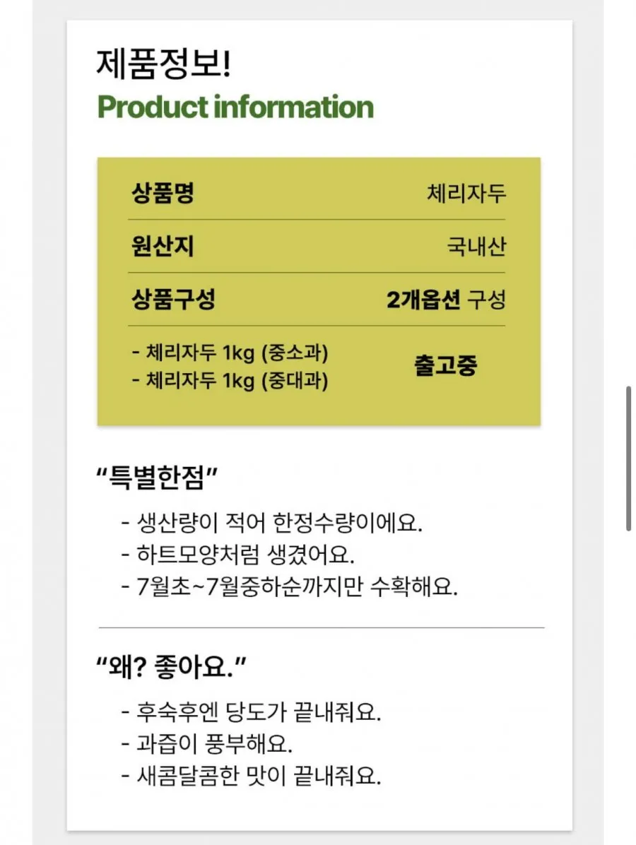 체리자두 1kg 중대과