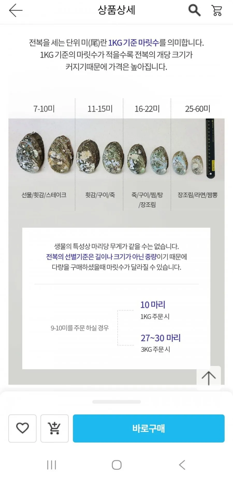 특대 7-9미 1kg +손질솔