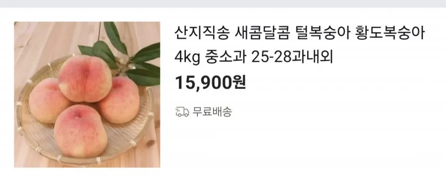산지직송 새콤달콤 털복숭아 황도복숭아 4kg 중소과