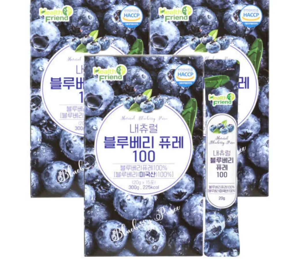[총 45포] 내츄럴플러스 통째로 블루베리 퓨레 100 15포 3박스 / 미국산 안토시아닌 스틱 즙 주스