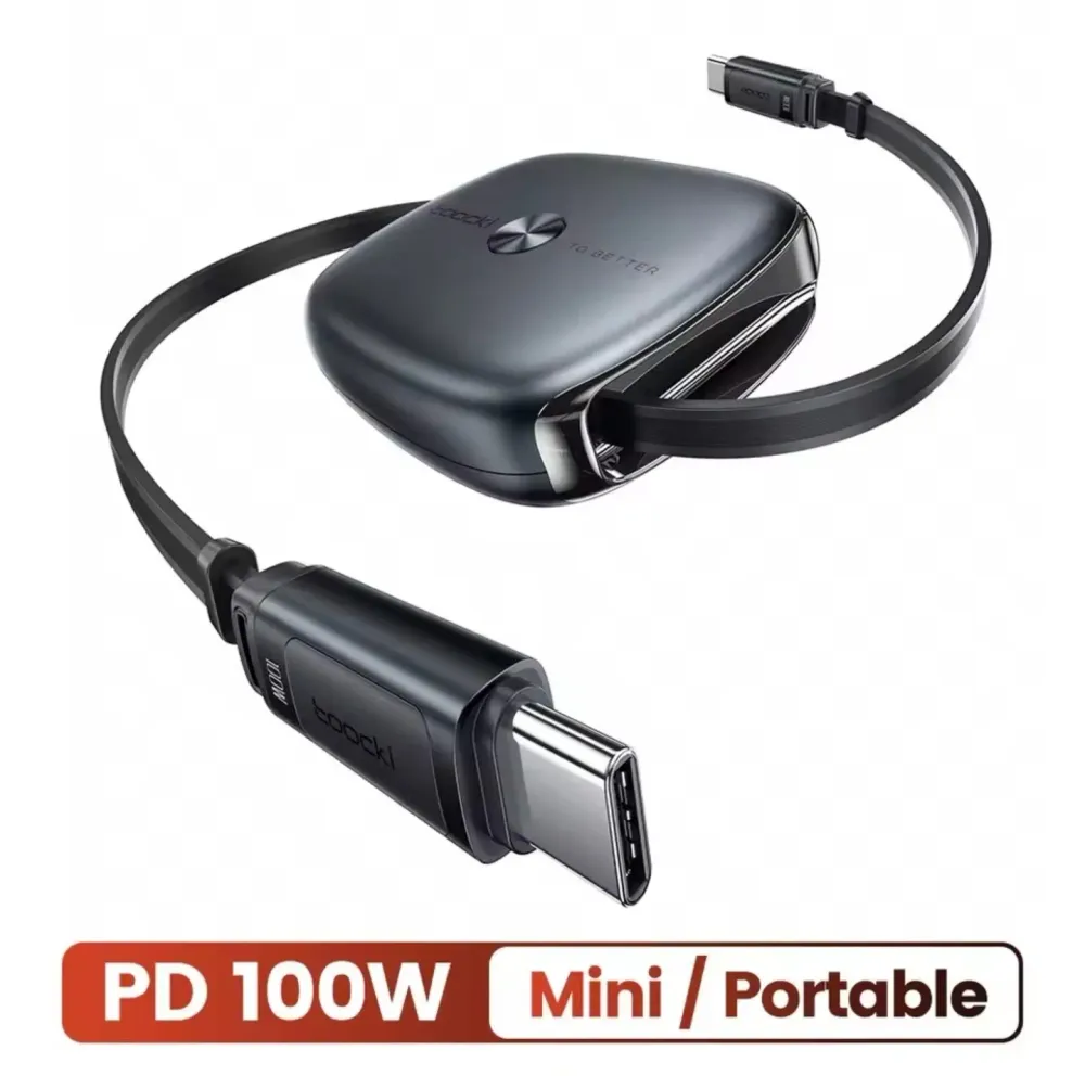 Toocki C타입-C타입100W 휴대용 충전 릴 케이블 초고속 PD PPS
