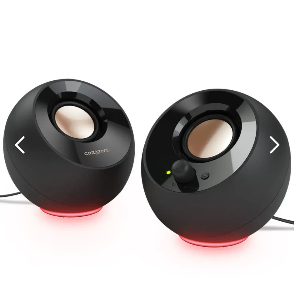 크리에이티브 페블 SE 미니멀리스트 2.0 USB-C 전원 PC 스피커, RGB 조명, 3.5mm AUX-in, 컴퓨터 및 노트북용 최대 4.4W RMS 전원(블랙)
